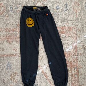 Aviator Nation Kids' Black Joggers with Gold Smiley